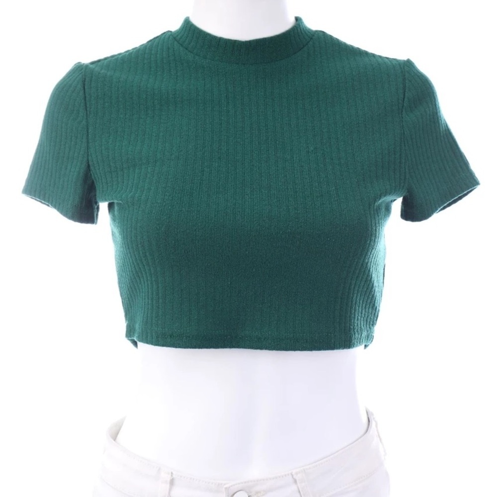 SHEIN Ribbed Short Sleeve Crop Top